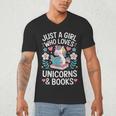 Just a Girl Who Loves Unicorns And Books Men's V-Neck T-Shirt
