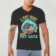 I Just Want To Read Books And Pet Cats Cat Book Lovers Men's V-Neck T-Shirt I Just Want To Read Books And Pet Cats Cat Book Lovers Men's V-Neck T-Shirt