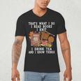 Knitting Reading Books Drinking Tea Knitter Knit Men's V-Neck T-Shirt Knitting Reading Books Drinking Tea Knitter Knit Men's V-Neck T-Shirt