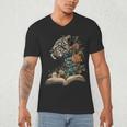 Leopard Book Flower Men's V-Neck T-Shirt Leopard Book Flower Men's V-Neck T-Shirt