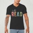 Let's Read Book Nerd Reading Book Lover Librarian Teacher Men's V-Neck T-Shirt
