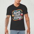 Library Book Fair Vibe Groovy Retro School Reading Nostalgic Men's V-Neck T-Shirt