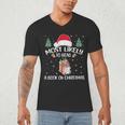 Most Likely To Read A Book On Christmas Love Reading Books Men's V-Neck T-Shirt
