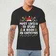 Most Likely To Read A Book On Christmas Matching Family Men's V-Neck T-Shirt