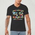 Most Likely To Read Books All Summer Book Lovers Men's V-Neck T-Shirt Most Likely To Read Books All Summer Book Lovers Men's V-Neck T-Shirt