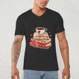 Love Book Coffee Heart Coquette Bow Valentines Day Men's V-Neck T-Shirt