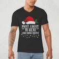 Matching Christmas PJS Most Likely To Read A Book Men's V-Neck T-Shirt