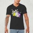 Non-Binary Book Lover Nonbinary Daisy LGBT Reading Pride Men's V-Neck T-Shirt