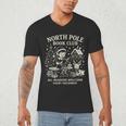 North Pole Book Club Christmas Elf Bookish Retro Graphic Men's V-Neck T-Shirt North Pole Book Club Christmas Elf Bookish Retro Graphic Men's V-Neck T-Shirt