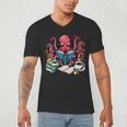 Octopus Reading Book Coffee Lover Bookaholic Bookworm Reader Men's V-Neck T-Shirt