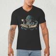 Octopus Reading Book Coffee Book Lover Bookworm Nerd Men's V-Neck T-Shirt Octopus Reading Book Coffee Book Lover Bookworm Nerd Men's V-Neck T-Shirt