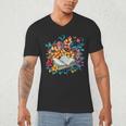 Open Book With Colorful Floral Reading Magic Men's V-Neck T-Shirt Open Book With Colorful Floral Reading Magic Men's V-Neck T-Shirt