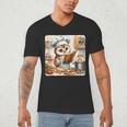 Owl Learning To Cook With Cookbook Chef Apron Stove Cooking Men's V-Neck T-Shirt