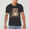 Owl Reading A Book Perched On A Branch Bookworm Men's V-Neck T-Shirt Owl Reading A Book Perched On A Branch Bookworm Men's V-Neck T-Shirt