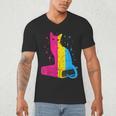Pansexual Pride Celestial Cat Sitting Book LGBTQ Pan Colors Men Women Men's V-Neck T-Shirt Pansexual Pride Celestial Cat Sitting Book LGBTQ Pan Colors Men Women Men's V-Neck T-Shirt