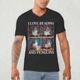 Penguin Love Reading And Penguins Child Book Lover Men's V-Neck T-Shirt Penguin Love Reading And Penguins Child Book Lover Men's V-Neck T-Shirt