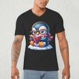 Penguin Reading a Book Animal Men's V-Neck T-Shirt