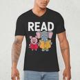 Pig Elephant Reading Cute Book Lover Bookworm Boys Girls Kid Men's V-Neck T-Shirt