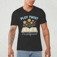 Plot Twist I'm Pregnant Literary Pregnancy Announcement Book Men's V-Neck T-Shirt Plot Twist I'm Pregnant Literary Pregnancy Announcement Book Men's V-Neck T-Shirt