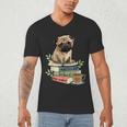 Pug Dog Reading Book Coffee Read Books Be Kind Stay Weird Men's V-Neck T-Shirt Pug Dog Reading Book Coffee Read Books Be Kind Stay Weird Men's V-Neck T-Shirt