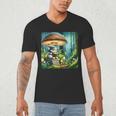 Rabbit Reading Book Under Large Mushroom Easter Bandana Men's V-Neck T-Shirt