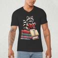 Raccoon Reading Books Matching Bookworm Readers Librarian Men's V-Neck T-Shirt Raccoon Reading Books Matching Bookworm Readers Librarian Men's V-Neck T-Shirt