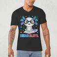 I Read Alotl Cute Axolotl Reading Book Lover Men's V-Neck T-Shirt