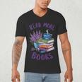 Read More Books Floral Book Reader Art Reading Lover Quote Men's V-Neck T-Shirt