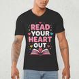 Read Your Heart Out Valentine Reading Book For Kid Teacher Men's V-Neck T-Shirt Read Your Heart Out Valentine Reading Book For Kid Teacher Men's V-Neck T-Shirt