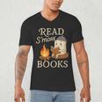 Read S'More Books Campfire Reading Book Lovers Camper Men's V-Neck T-Shirt