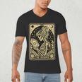 The Reader Tarot Card Book Lover Skeleton Reading Book Men's V-Neck T-Shirt