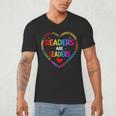 Readers Are Leaders Reading Teacher Women Kids Book Lovers Men's V-Neck T-Shirt