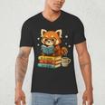 Reading Book Lover Red Panda Read Books Be Kind Stays Weird Men's V-Neck T-Shirt