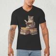 Reading Cat Book Lover Men's V-Neck T-Shirt Reading Cat Book Lover Men's V-Neck T-Shirt