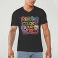 Reading Colors Our World Books Lover Men's V-Neck T-Shirt Reading Colors Our World Books Lover Men's V-Neck T-Shirt