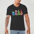 Reading DinosaurRex Dino Book Lover Men's V-Neck T-Shirt