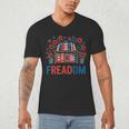 Reading Freadom Freedom Book Lover 4th Of July Men Women Men's V-Neck T-Shirt Reading Freadom Freedom Book Lover 4th Of July Men Women Men's V-Neck T-Shirt
