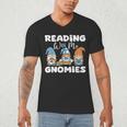 Reading With My Gnomies Gnomes Books Lover Bookworm Men's V-Neck T-Shirt Reading With My Gnomies Gnomes Books Lover Bookworm Men's V-Neck T-Shirt
