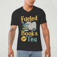 Reading Hobby Bookshelves Library Fueled By Books And Tea Men's V-Neck T-Shirt