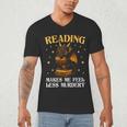 Reading Makes Me Feel Less Murdery Book Dragon Men's V-Neck T-Shirt Reading Makes Me Feel Less Murdery Book Dragon Men's V-Neck T-Shirt