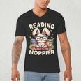 Reading Makes You Hoppier Bunny Book Fans Toddler Kid Men's V-Neck T-Shirt