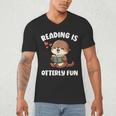 Reading Is Otterly Fun Otter Bookworm Book Lover Librarian Men's V-Neck T-Shirt