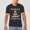Reading Is Otterly Fun Sea Otter Book Loving Librarian Men's V-Neck T-Shirt
