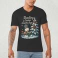 Reading Is Snow Much Fun Christmas Books Snowman Bookworm Men's V-Neck T-Shirt