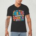 Reads Across Tee America Books Reader Reading Teacher Men's V-Neck T-Shirt
