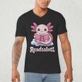 Readsalotl Axolotl Reading Cute Book Lover Bookworm Men's V-Neck T-Shirt Readsalotl Axolotl Reading Cute Book Lover Bookworm Men's V-Neck T-Shirt