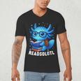 Readsolotl Blue Kawaii Axolotl Book Lover Reading Men's V-Neck T-Shirt