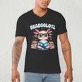 Readsolotl Pink Kawaii Axolotl Read Book Lover Reading Men's V-Neck T-Shirt