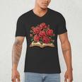 Red Roses Flowers Book Floral Men's V-Neck T-Shirt Red Roses Flowers Book Floral Men's V-Neck T-Shirt
