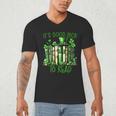 Retro Book Lucky Reading Teacher St Patrick's Day -Adults Small Cotton Blend Polyester Blend Short Sleeve Men's V-Neck T-Shirt